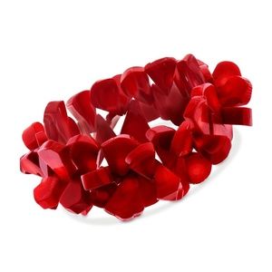 Red Coral Baroque Bead Streatch Bracelet